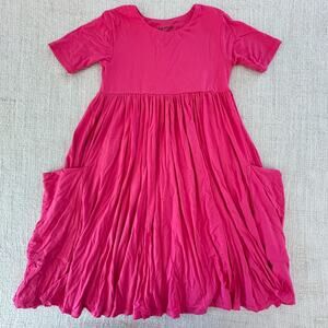 Remie Girl Solid Pink Short Sleeve Pocket Dress GUC 7
